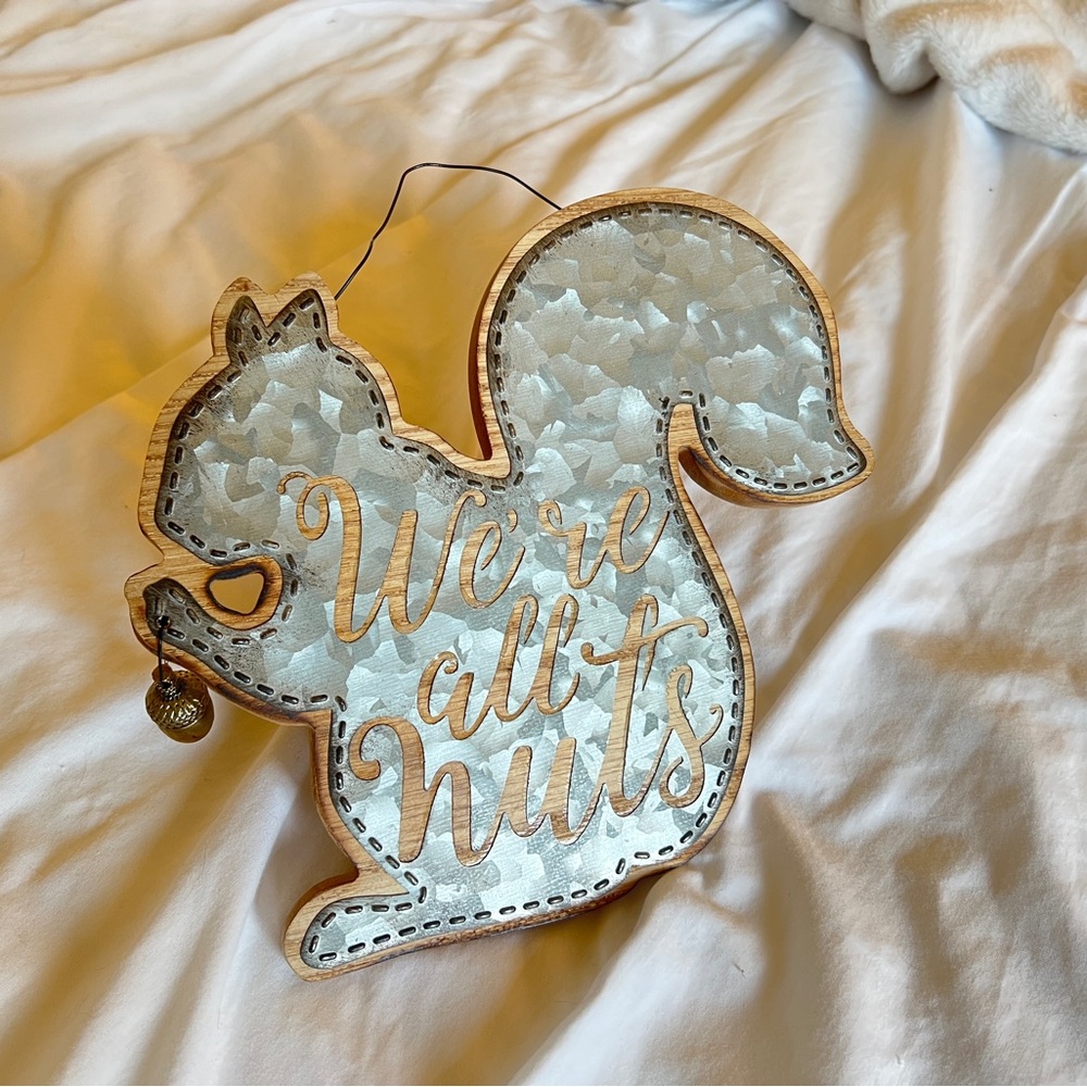 Decorative Wood & Metal Squirrel Sign